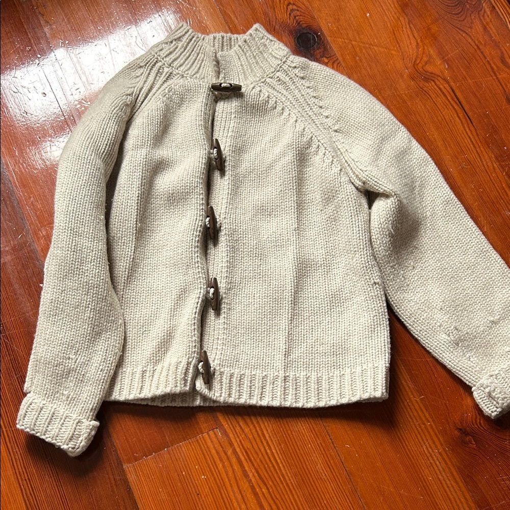 Boden Cream Toggle-Front Knit Cardigan